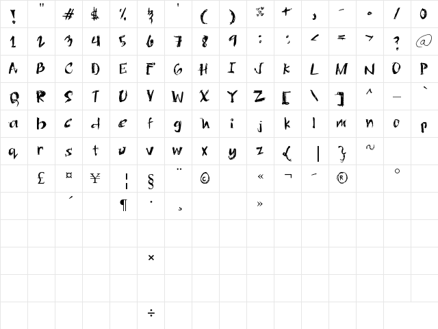 OneMiguel Shaded Regular  glyph index
