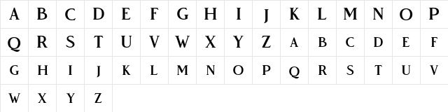 Vendeur Free Regular  glyph index