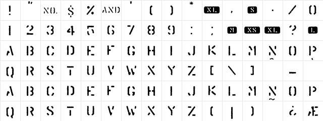 Trendy University Regular  glyph index
