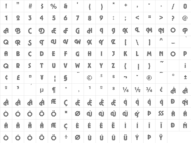 Plaza14 Becker Regular  glyph index