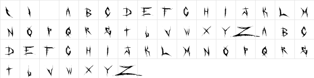 DeadBitch Regular  glyph index