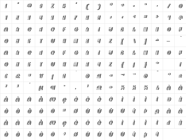 Wit Bold SolidOne Regular  glyph index