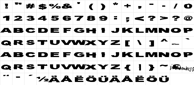 Birds Requiem Svart Regular  glyph index