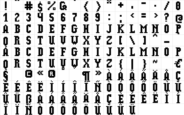 Cr-02 Regular  glyph index