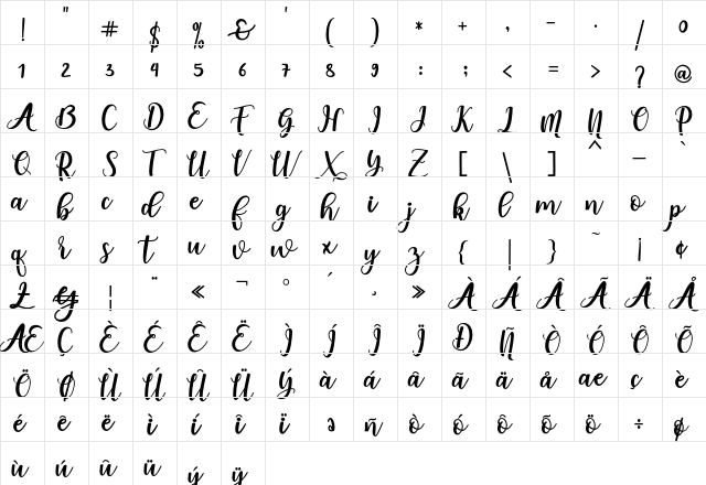 someday Bold  glyph index