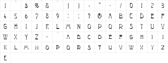 Peake-Shadow Regular  glyph index