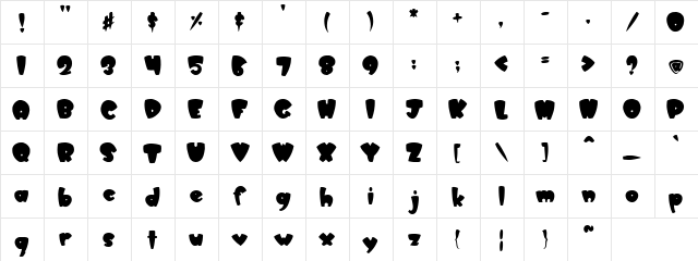PC Comic Strip Black Regular  glyph index