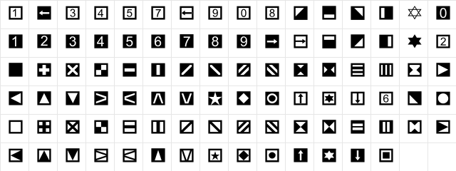 LinotypeTapestry-Quadrate Regular  glyph index