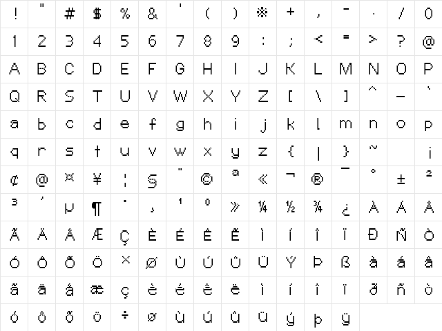 Honey Room Regular  glyph index