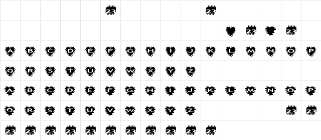 Zone23_Two Kinds of Love V Normal  glyph index