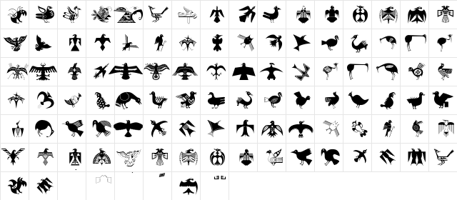 BirdsEleven Regular  glyph index
