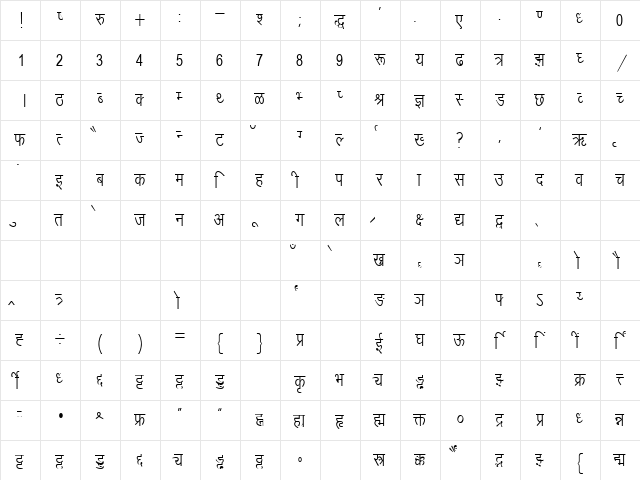 DevLys 010 Condensed Normal  glyph index