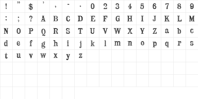 TrixSSK Regular  glyph index