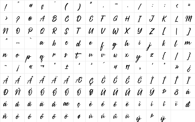 Starships DEMO Regular  glyph index