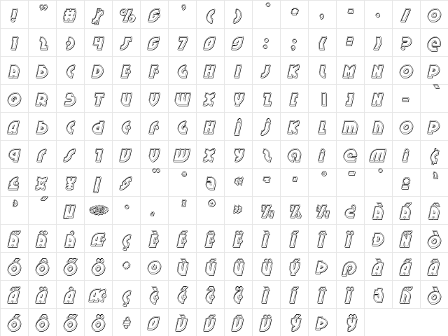 Neuralnomicon Engraved Italic Italic  glyph index