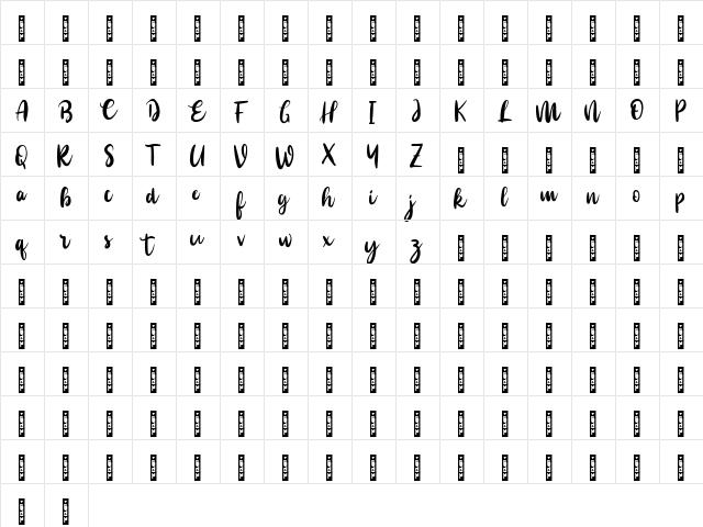 Rassain Regular  glyph index