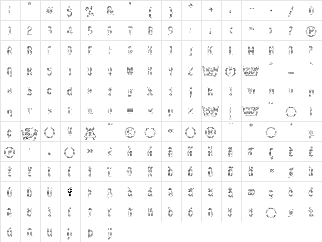 CoolWoolCottonClubLL Regular  glyph index
