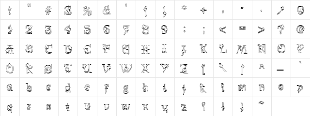 PC Shamrock Regular  glyph index