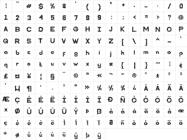 WALL STONES Regular  glyph index