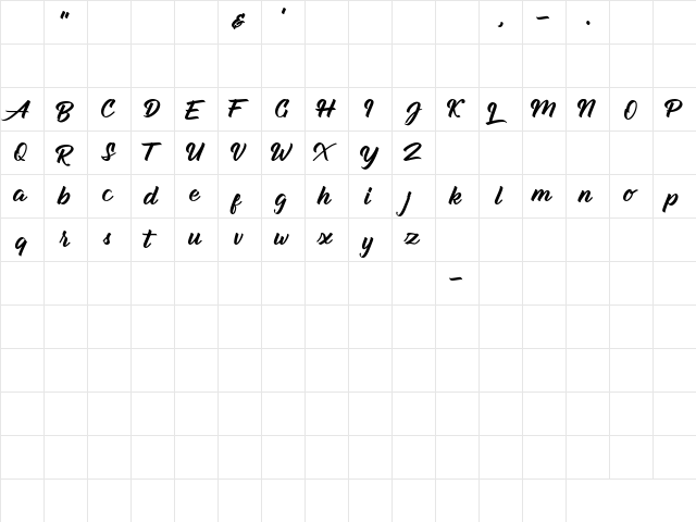 Groyline Personal Use Regular  glyph index