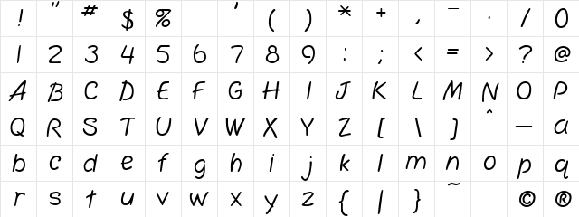 SimplicityMedium Regular  glyph index