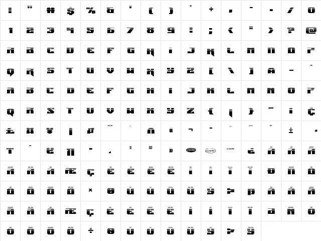 Jumpers Halftone Regular  glyph index