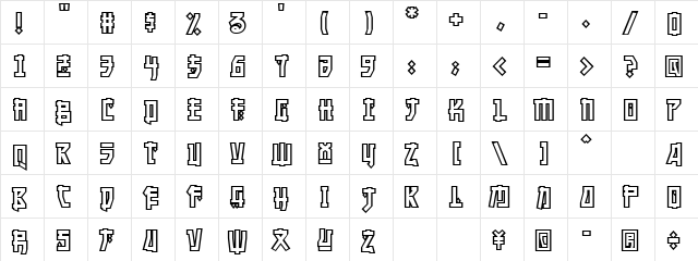 CCManganese Open  glyph index