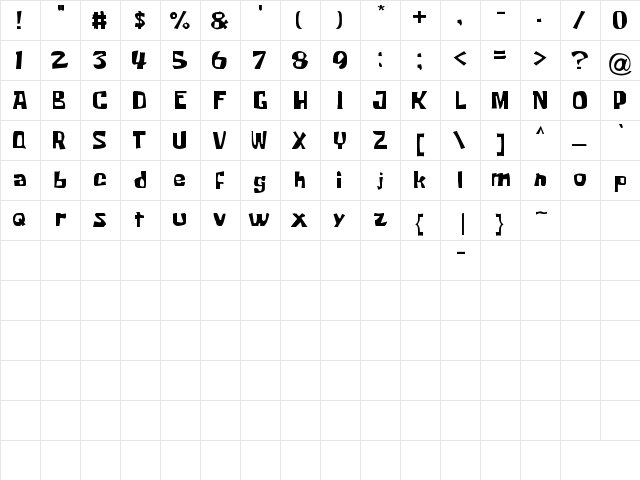 Krabby Patty Regular  glyph index