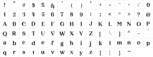Karelle DEMO Regular  glyph index