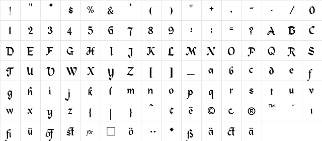 Heldenleiben-Normal Regular  glyph index