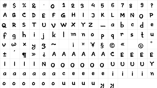 Artless Demo Regular  glyph index