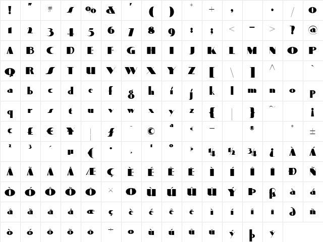 Quaint Notions NF Regular  glyph index