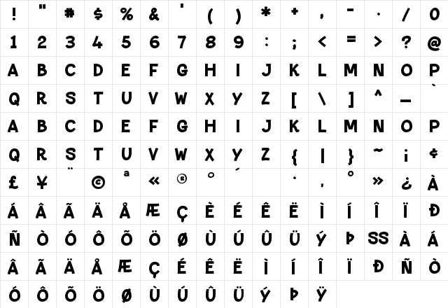 Paltime Solid  glyph index