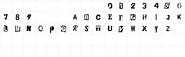 CF Punk Posters PERSONAL Regular  glyph index