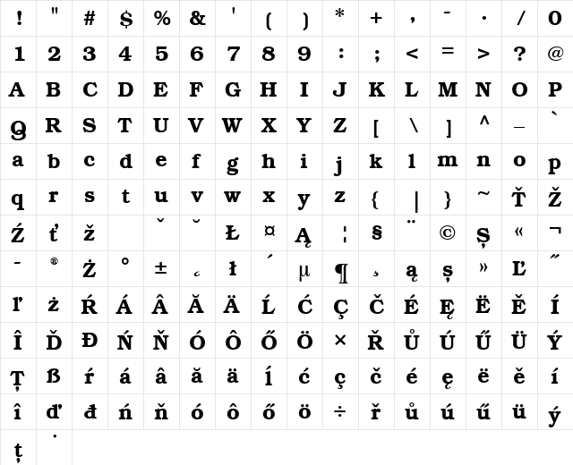 Bookman CE Demi  glyph index