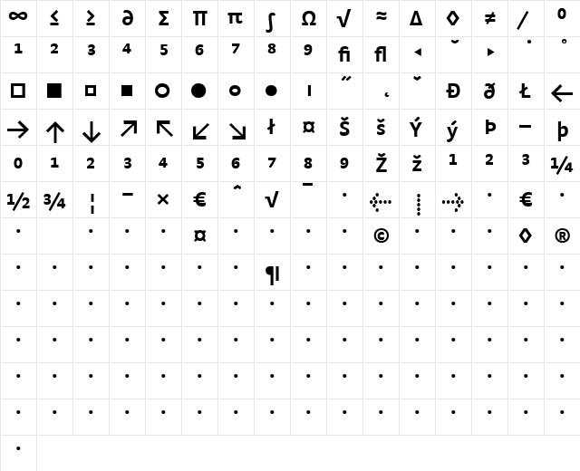 StradaExp-Bold Regular  glyph index