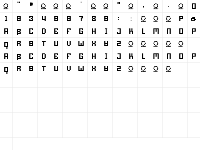 RobotGirl Regular  glyph index