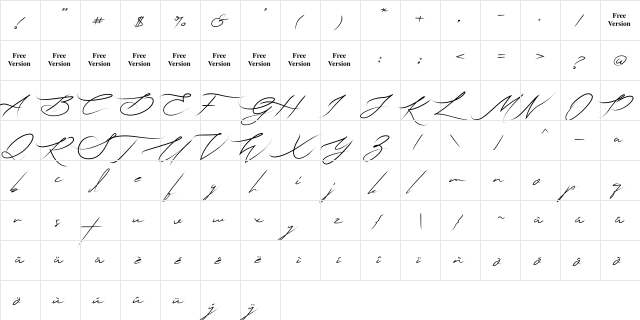 Lihataja Brush Regular  glyph index