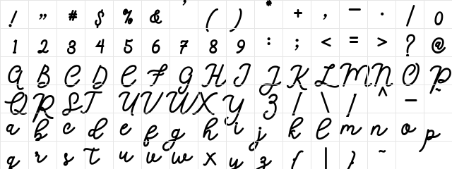 Calega Regular  glyph index