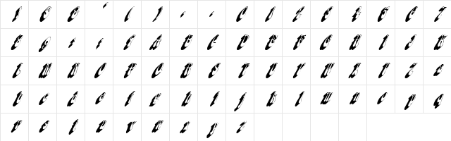 FlashbackCondensed Oblique  glyph index