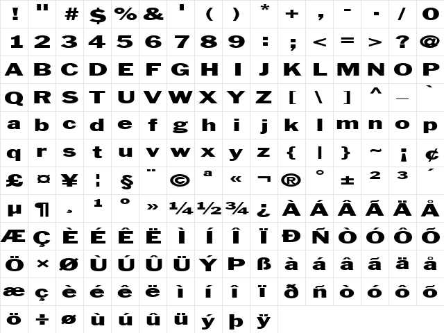 FZ BASIC 56 EX Normal  glyph index
