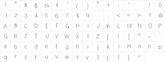 LazyDay Medium  glyph index