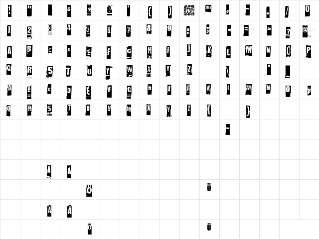 NastyMSG Regular  glyph index