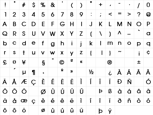 Confused 8 Bold  glyph index