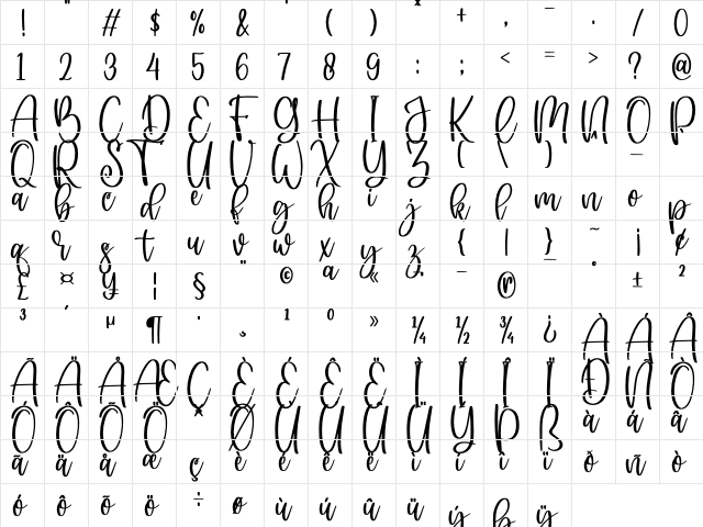 leafs Regular  glyph index