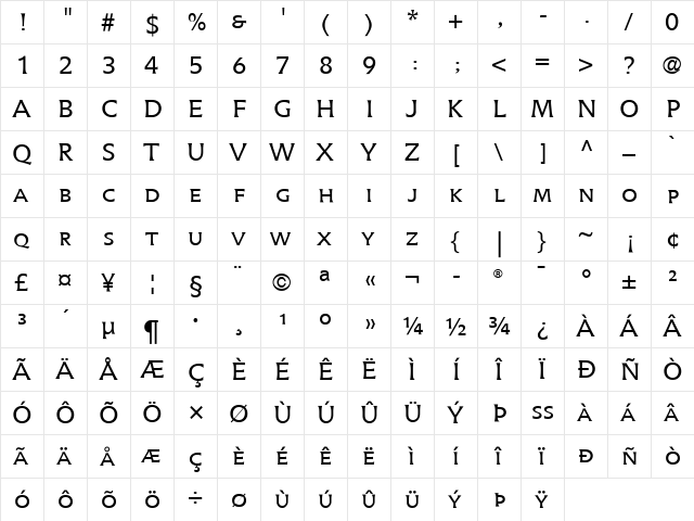 Icone LT RegularSC Regular  glyph index