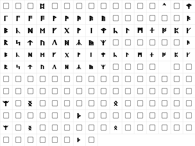 Britannian Bold  glyph index