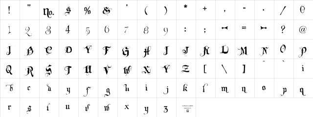 LHF Monogram English Regular  glyph index