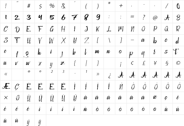 Victograms Demo Regular  glyph index