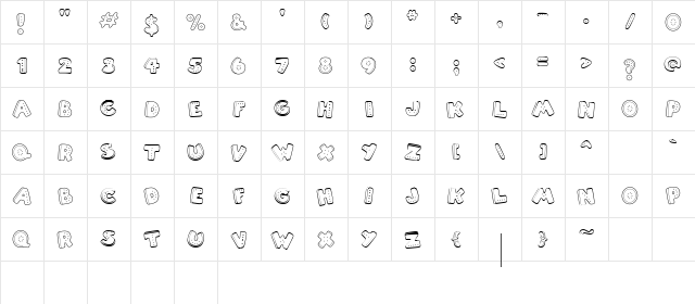 LD Watermelons Regular  glyph index